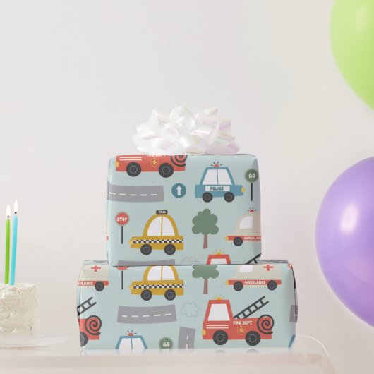 Autos Muster Kinder  Geschenkpapier (Partygeschenke)