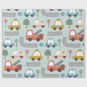 Autos Muster Kinder  Geschenkpapier (Flach)