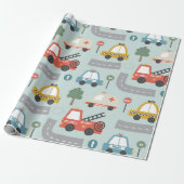 Autos Muster Kinder  Geschenkpapier (Ungerollt)