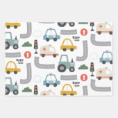 Autos Muster Kinder  Geschenkpapier Set (Vorderseite)