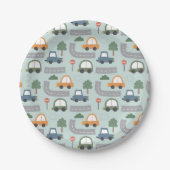 Autos Muster Kinder Pappteller (Vorderseite)