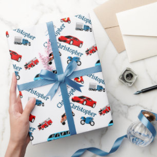 Autos sammeln Spaß Rennen Geschenkpapier
