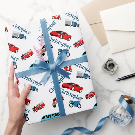 Autos sammeln Spaß Rennen Geschenkpapier (Schenken)