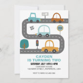 Autos Straße Geburtstag Einladung (Vorderseite)