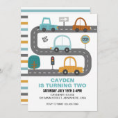 Autos Straße Geburtstag Einladung (Vorne/Hinten)