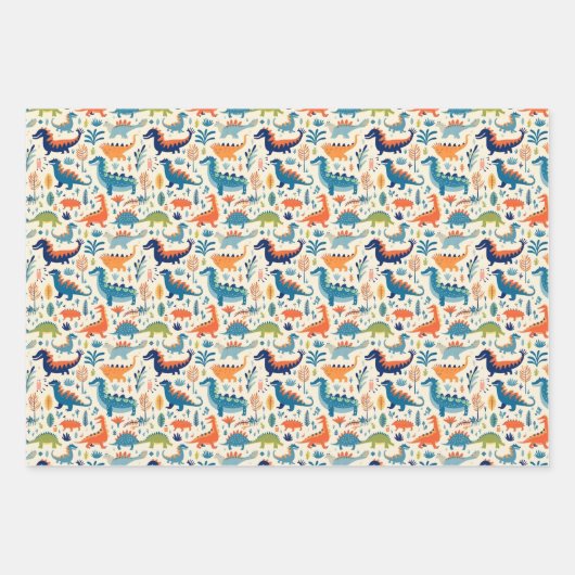 Autos und Dinosaurier Geschenkpapier Set (Vorderseite 2)