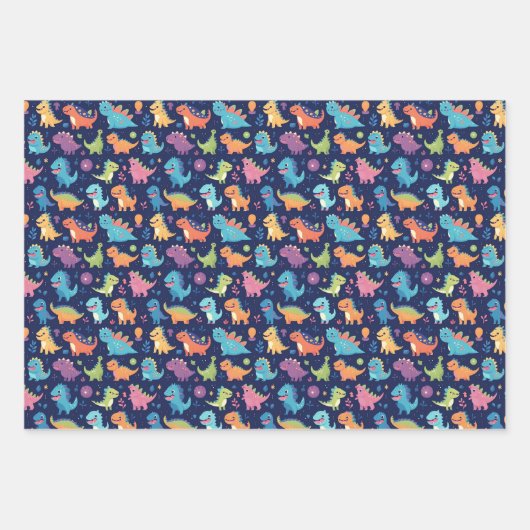 Autos und Dinosaurier Geschenkpapier Set (Vorderseite)