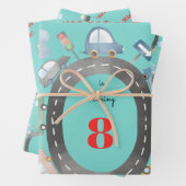 Autos und Fahrzeuge auf der Straße Junge Geburtsta Geschenkpapier Set (Beispiel)