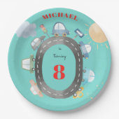 Autos und Fahrzeuge auf der Straße Junge Geburtsta Pappteller (Vorderseite)