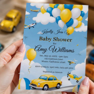 Autos und Flugzeuge Jungen Baby Shower Einladung