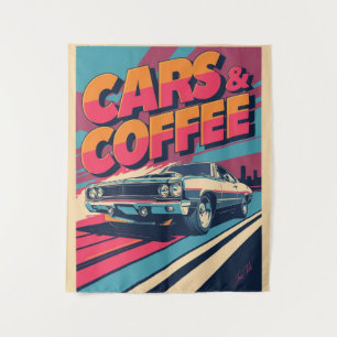 Autos und Kaffee Wandteppich