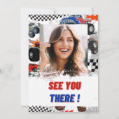 Autos und LKWs Babydusche Foto Bash Einladung (Rückseite)