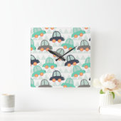 Autos und mehr Autos Quadratische Wanduhr (Zuhause)