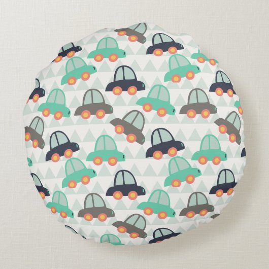 Autos und mehr Autos Rundes Kissen (Rückseite)
