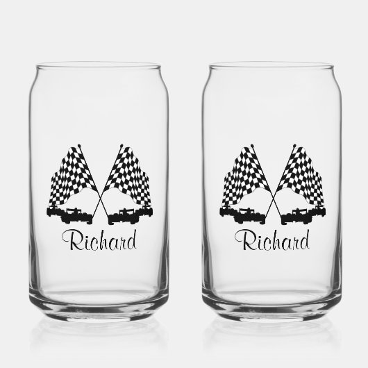 Autos und Schachbretts - Rennen Dosenglas (Vorderseite)