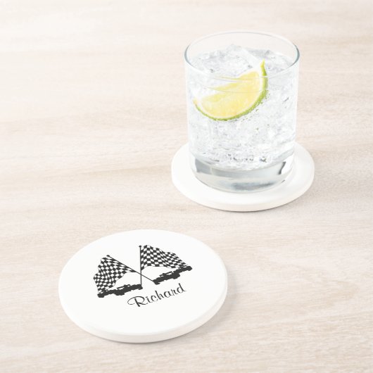 Autos und Schachbretts - Rennen Getränkeuntersetzer (Seite)