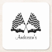 Autos und Schachbretts - Rennen Rechteckiger Pappuntersetzer (Vorderseite)