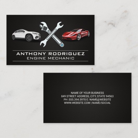Autos | Wrenches | Mechanische Reparatur Visitenkarte (Vorne/Hinten)