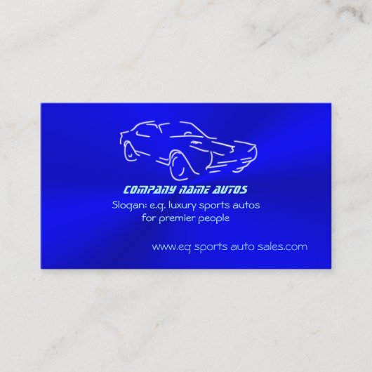 Autosales, Eis-blaues klassisches Auto, Chromblick Visitenkarte (Vorderseite)