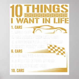 Autosammler Lustiges Geschenk - Zehn Dinge, die ic Poster