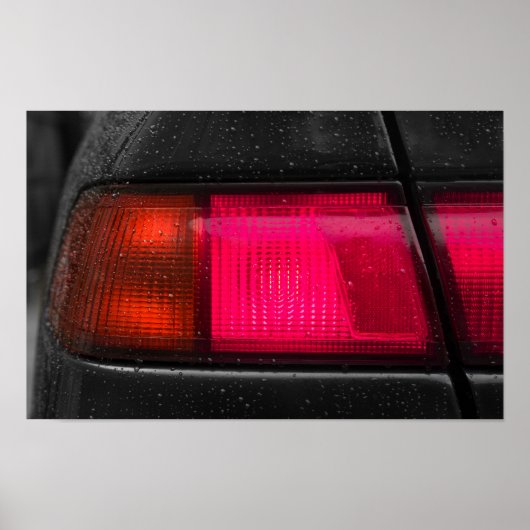 Autoscheinwerfer im Regen Poster (Vorne)