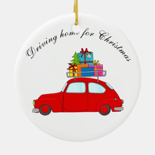 Autoschleppbaum "Zuhause für Weihnachten" Keramikornament (Hinten)
