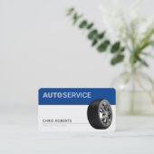 AUTOSERVICE | Modernes Blau Visitenkarte (Stehend Vorderseite)