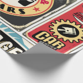Autoservice und Reparatur der Retroschilder Sammlu Geschenkpapier (Ecke)