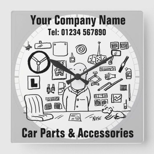 Autoteile und Zubehör Quadratische Wanduhr (Vorderseite)