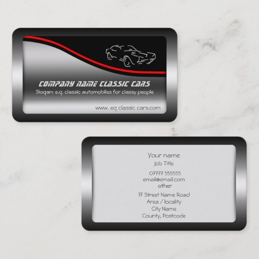 Autotrade - klassisches Auto auf Stahlkolbeneffekt Visitenkarte (Vorne/Hinten)