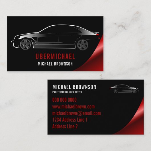 Autotreiber Schwarzer Bordeaux Auto Miete Visitenkarte (Vorne/Hinten)