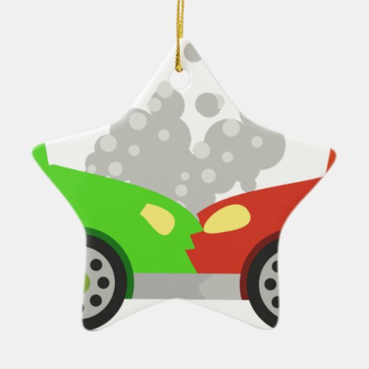 Autounfall Keramik Ornament (Vorne)