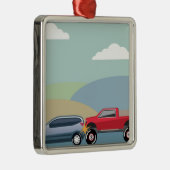 Autounfallrückseite beendete Fahrzeug Vektor Ornament Aus Metall (Rechts)