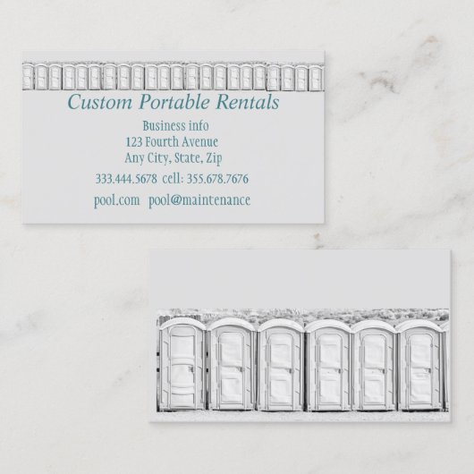 Autovermietung für tragbare Toiletten Visitenkarte (Vorne/Hinten)
