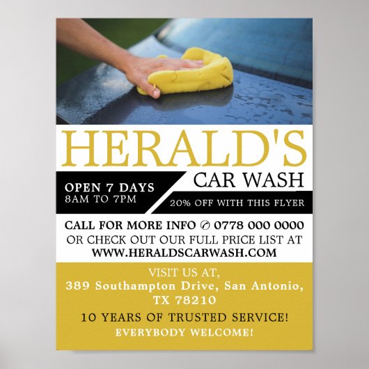 Autowasch, Auto abwaschen, Reinigungsservice Werbu Poster (Vorne)