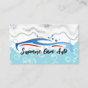 Autowaschanlagen-Logo Seifenschaum Blaue Wasserb Visitenkarte