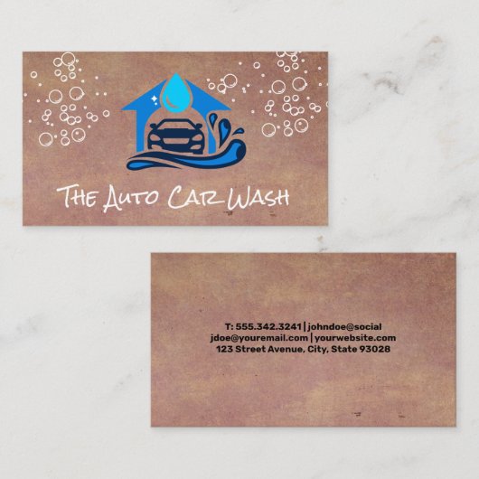 Autowaschanlagen und Auto-Service Visitenkarte (Vorne/Hinten)