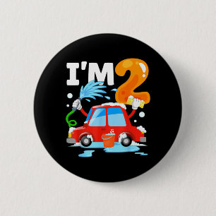 Autowäsche 2 Zweijährige Kinder 2. Geburtstagsfeie Button