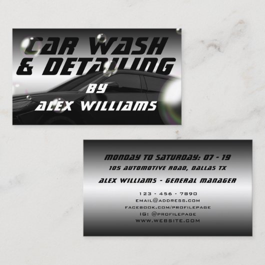Autowäsche und Angaben Visitenkarte (Vorne/Hinten)
