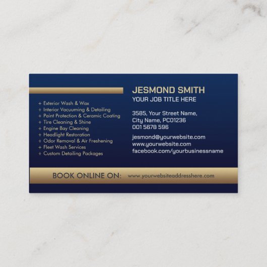 Autowaschen und Berufliche Laken im Detail Visitenkarte (Rückseite)