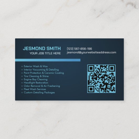 Autowaschen und Berufliche Laken im Detail Visitenkarte (Rückseite)