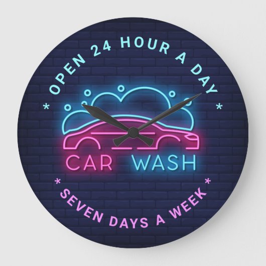 Autowash Nebel Aussehen benutzerdefinierten Text Große Wanduhr (Vorderseite)