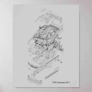 Autozam AZ-1 Blueprint 1992 Poster