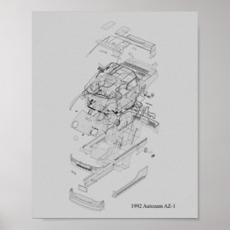 Autozam AZ-1 Blueprint 1992 Poster