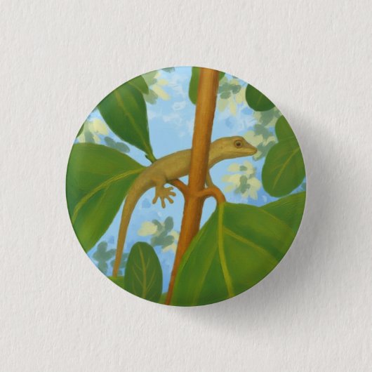 Autsch! Gecko-Malerei Button (Vorderseite)