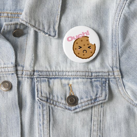 "Autsch! "sagt das Kawaii Plätzchen Button (Beispiel)
