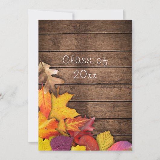 Autum-Blätter Holzschnitzel-Abschluss-Einladung (Rückseite)