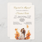 Autum bride and groom silhouette einladung (Vorne/Hinten)