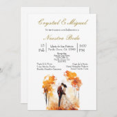 Autum bride and groom silhouette einladung (Vorne/Hinten)