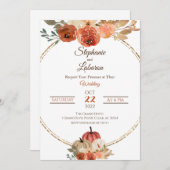 Autum Floral Pumpkin Wedding Einladung (Vorne/Hinten)